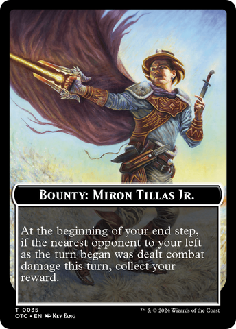 Bounty: Miron Tillas Jr. // Bounty Rules Double-Sided Token [Outlaws of Thunder Junction Commander Tokens]