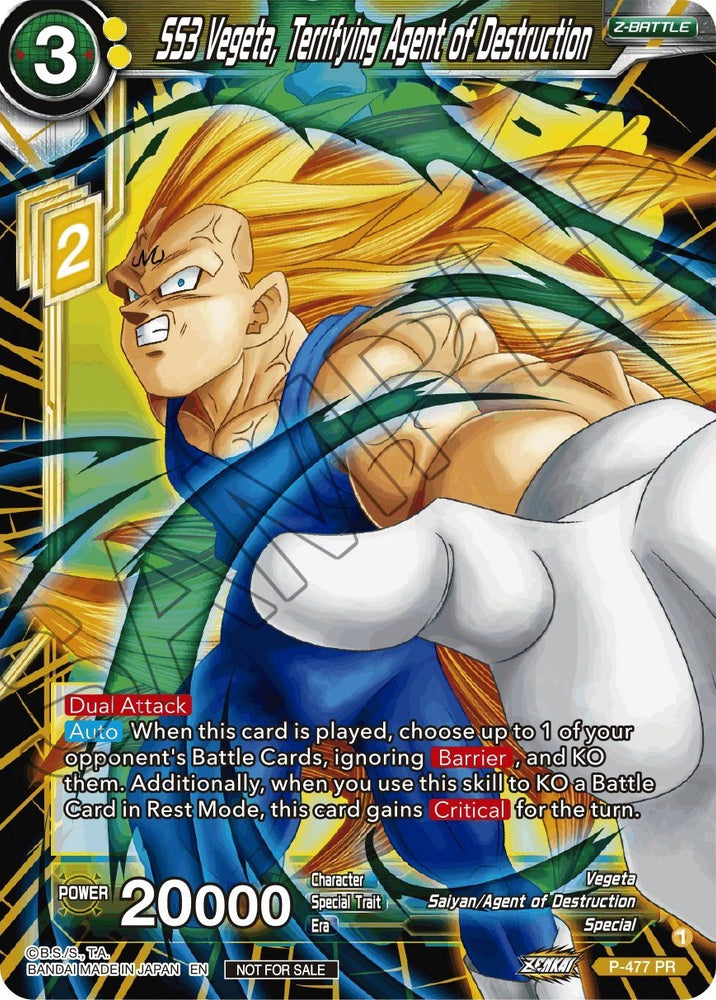 SS3 Vegeta, Terrifying Agent of Destruction (Silver Foil) (P-477) [Tournament Promotion Cards]