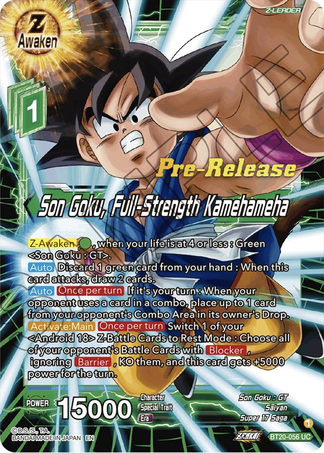 Son Goku, Full-Strength Kamehameha (BT20-056) [Power Absorbed Prerelease Promos]