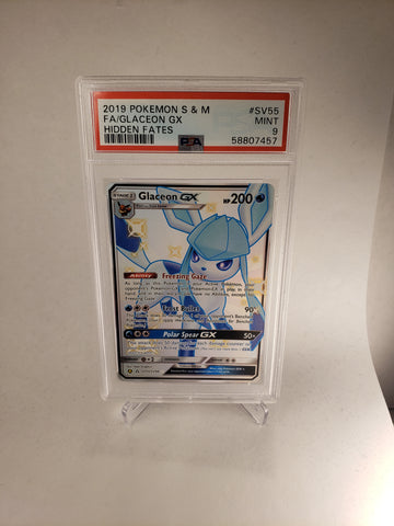 2019 Pokemon Hidden Fates SV55 Full Art Shiny Glaceon GX PSA 9