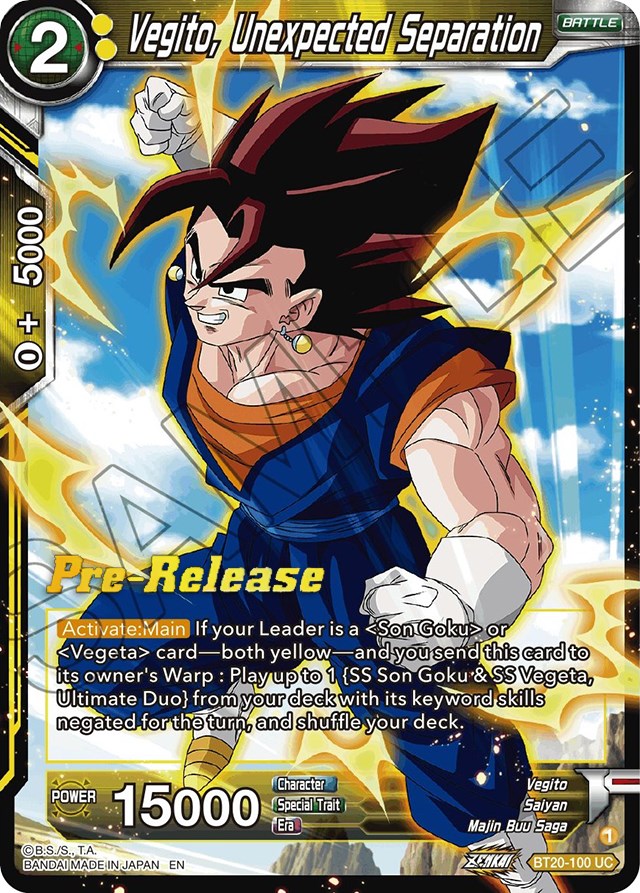 Vegito, Unexpected Separation (BT20-100) [Power Absorbed Prerelease Promos]
